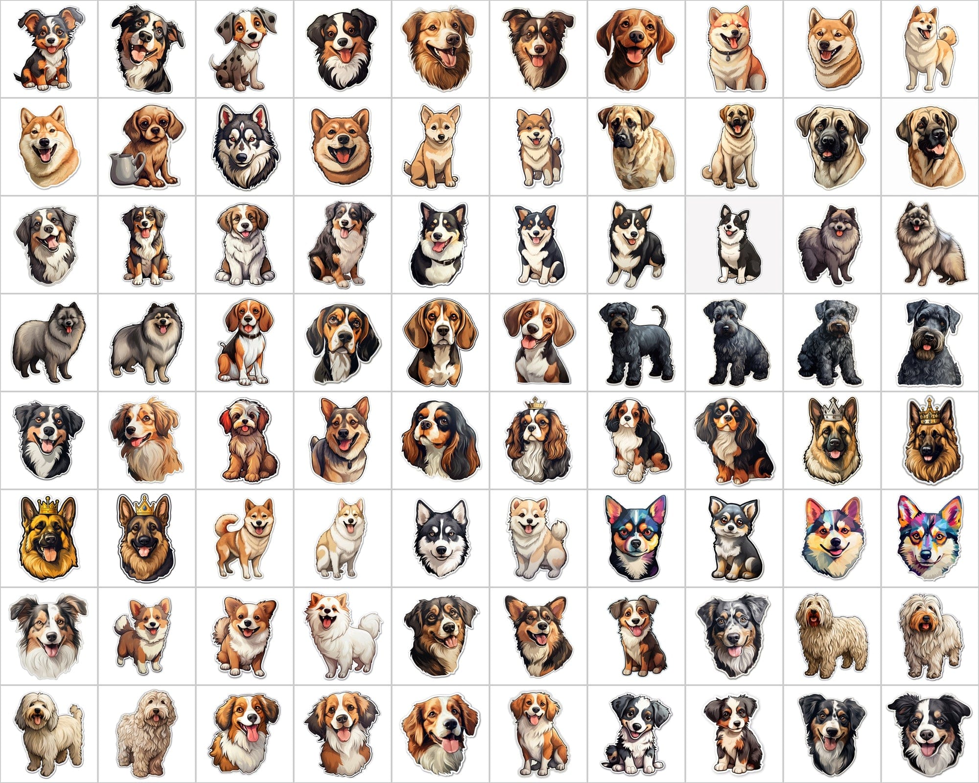 Ultimate Dog Breed Stickers Bundle - 2600 PNG Images with & without Backgrounds - Commercial Use Digital Download Sumobundle