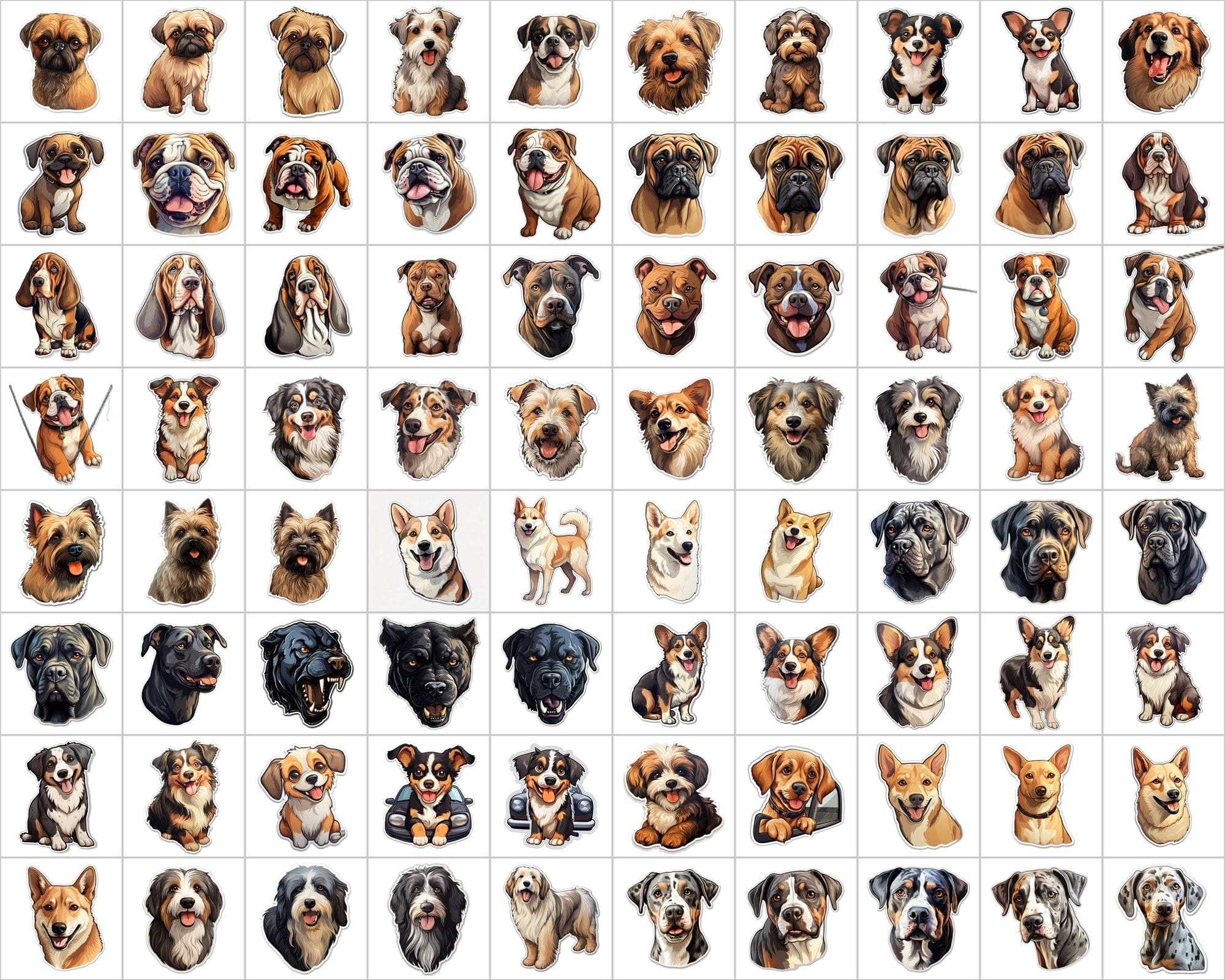 Ultimate Dog Breed Stickers Bundle - 2600 PNG Images with & without Backgrounds - Commercial Use Digital Download Sumobundle