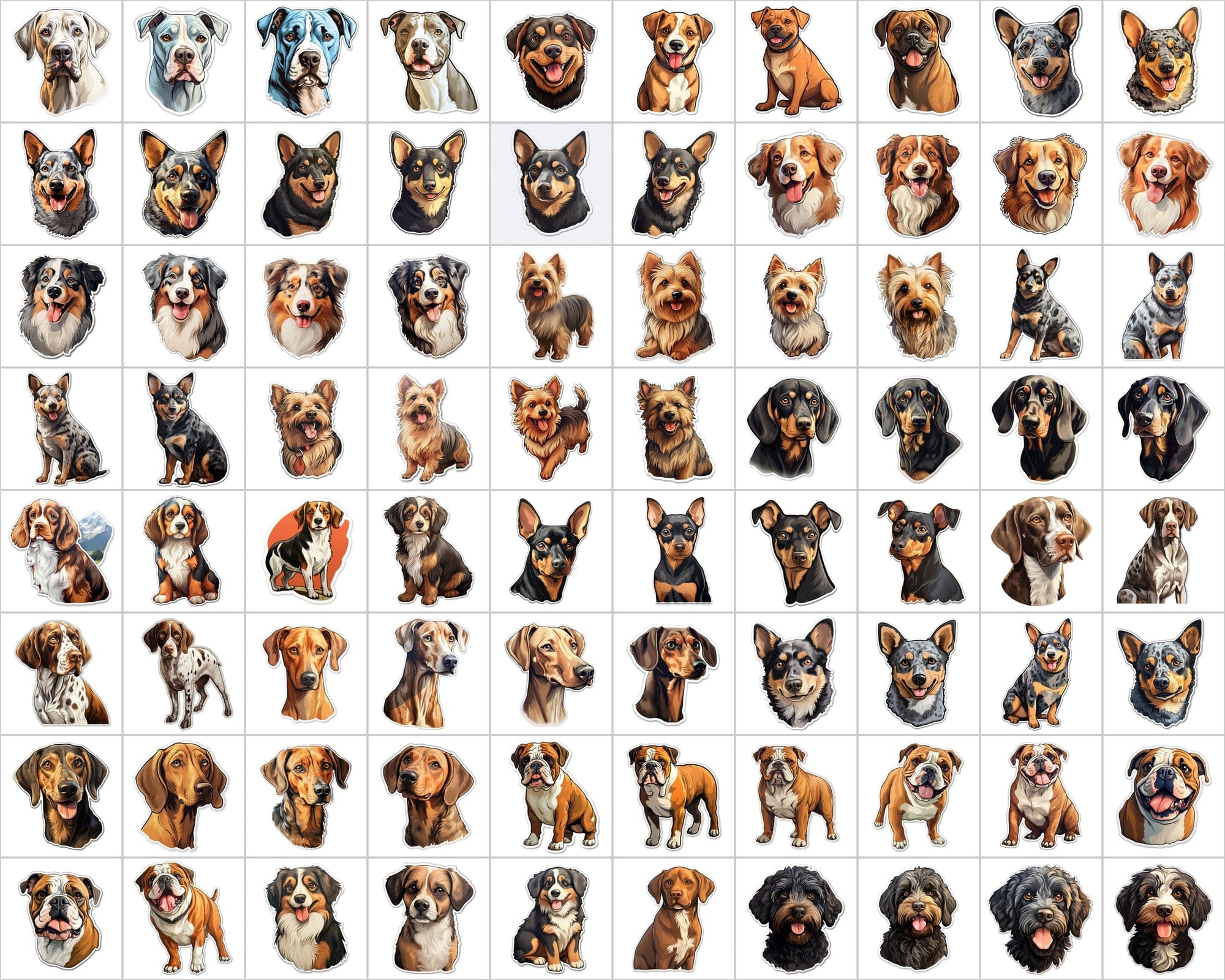 Ultimate Dog Breed Stickers Bundle - 2600 PNG Images with & without Backgrounds - Commercial Use Digital Download Sumobundle