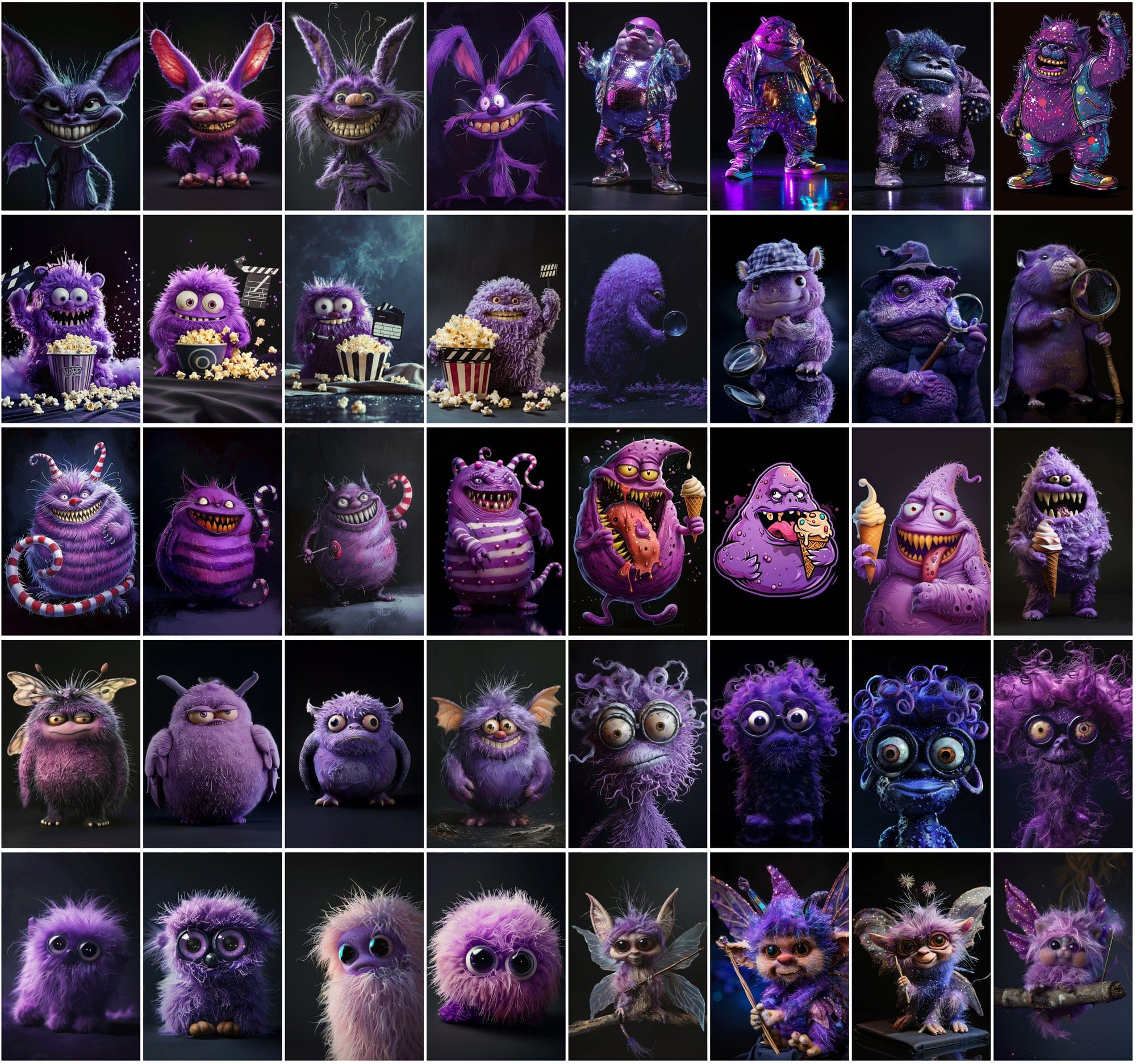 Ultimate Fantasy Art Bundle: 400+ Purple Monsters & Surreal Images, Commercial Use Digital Download Sumobundle