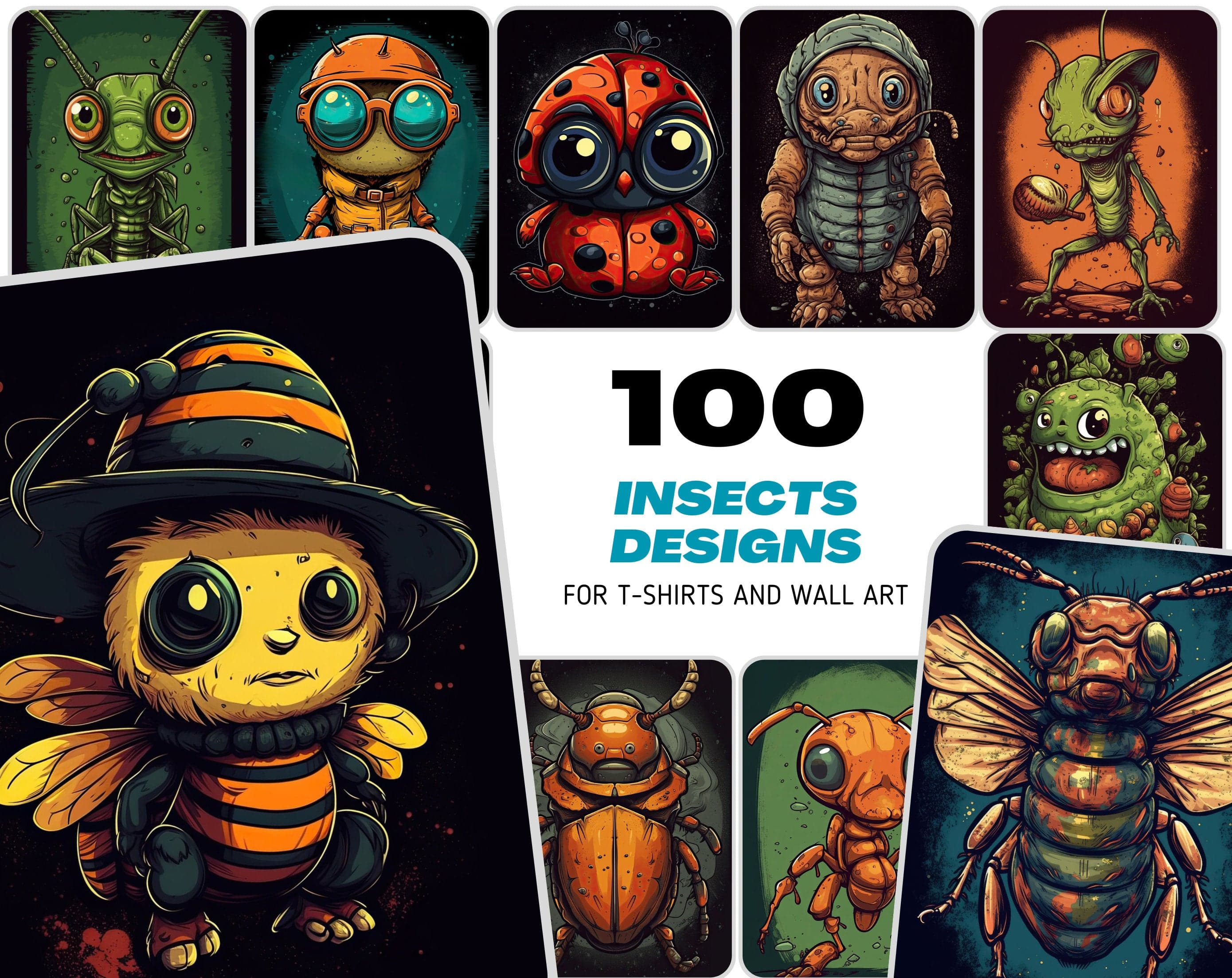 Unique Insect Bundle: 100 Premium Images for T-Shirt & Wall Art Designs Digital Download Sumobundle