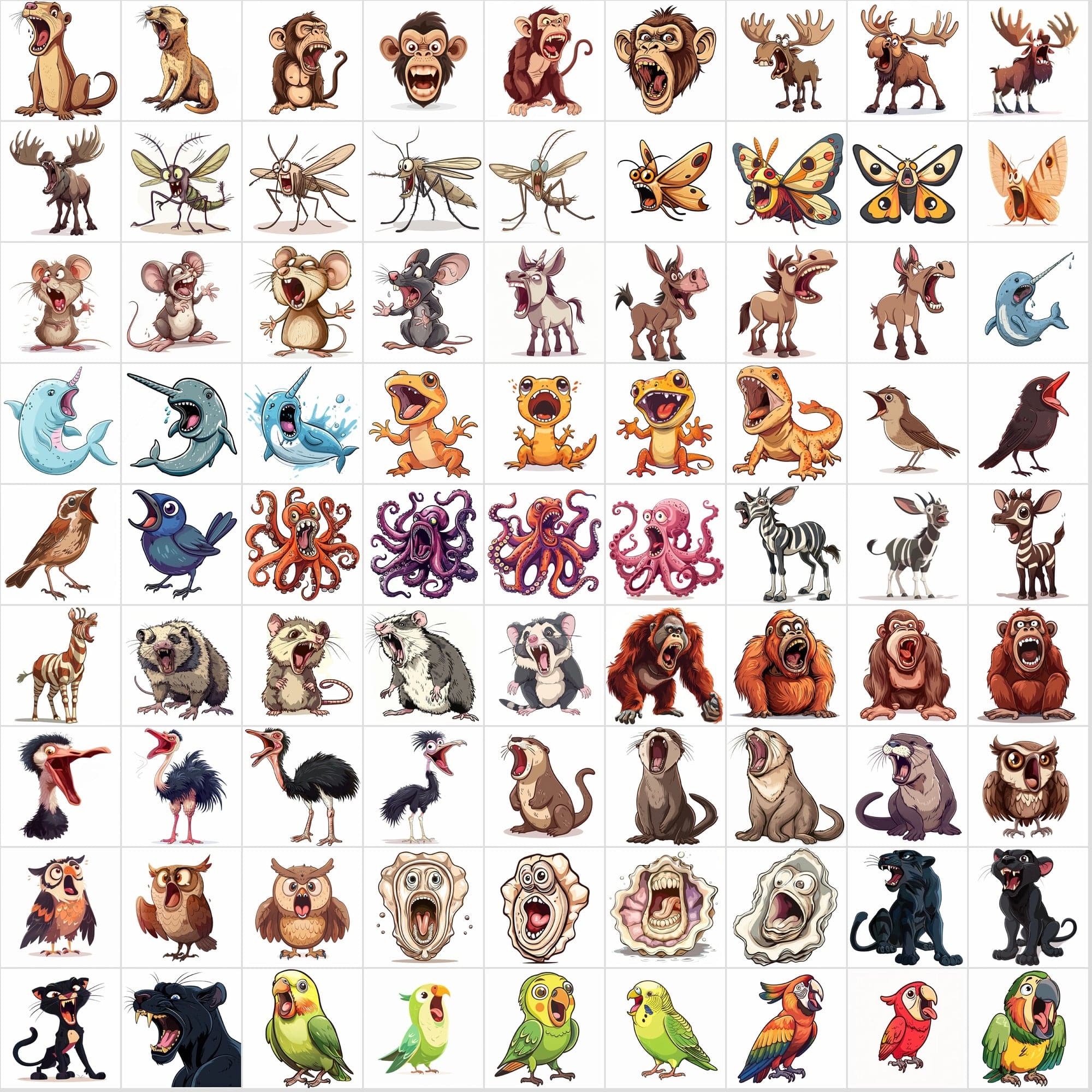 Unleash the Fury: 800 Angry Animals Screaming in High-Res JPG Digital Download Sumobundle