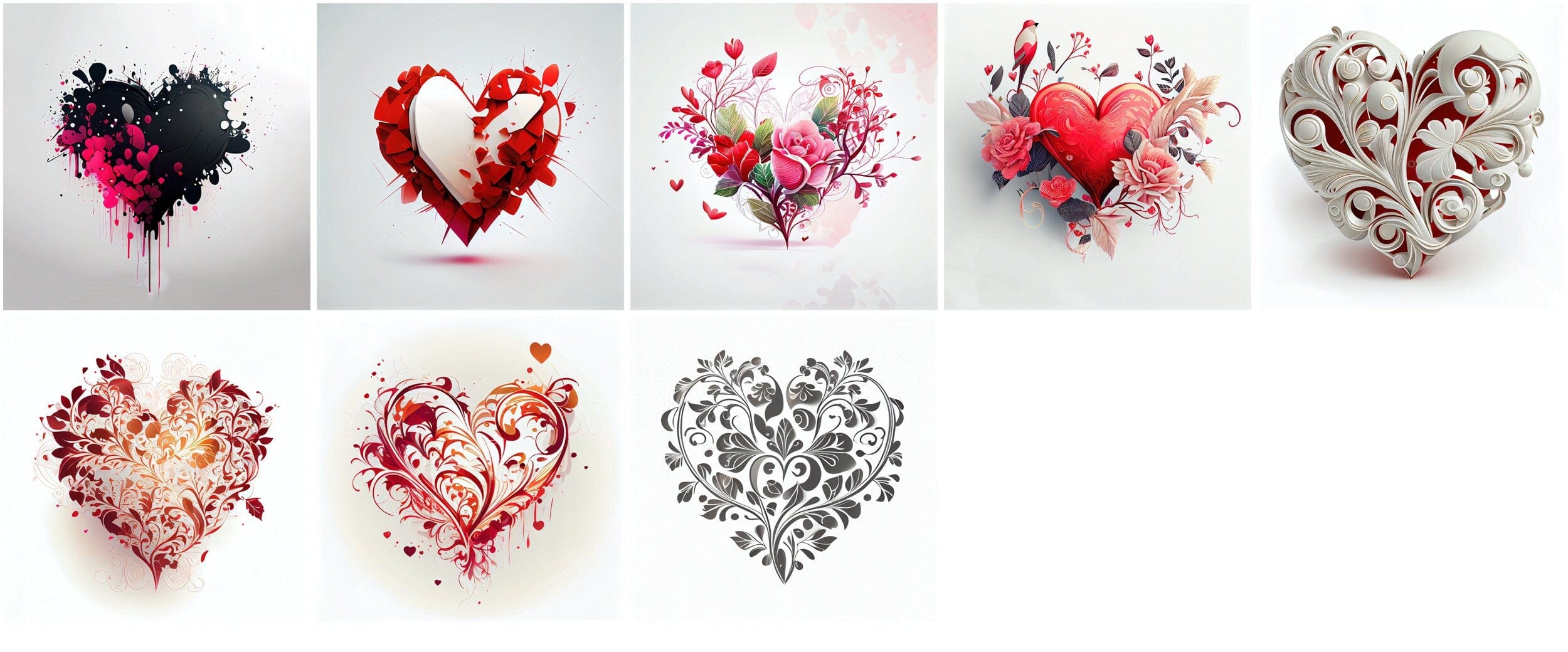 Valentine's Day Hearts, Hearts Love Clip Art - Heart to Heart: 180 Ways to Show Your Love this Valentine's Day - Commercial License Digital Download Sumobundle