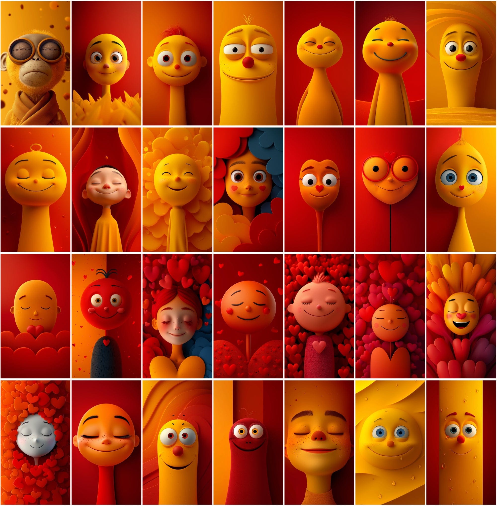 Vibrant Emoji Art Collection: 270 Colorful Illustrations for iPhone Wallpapers & Vertical Canvas Prints Digital Download Sumobundle