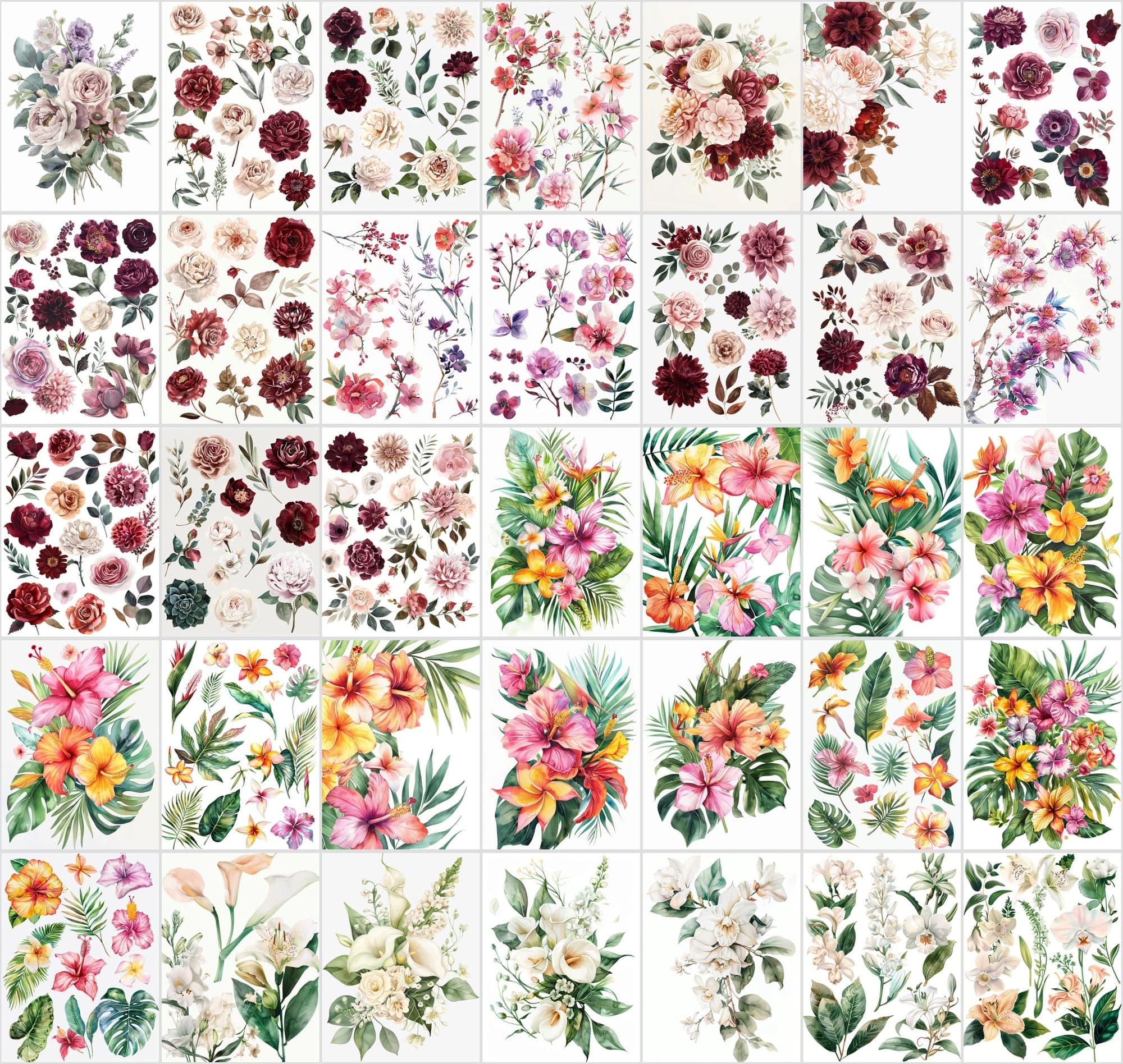 Vibrant Flower Collage Images Bundle - 420 JPG Files, High-Resolution Floral Digital Art with Commercial License Digital Download Sumobundle