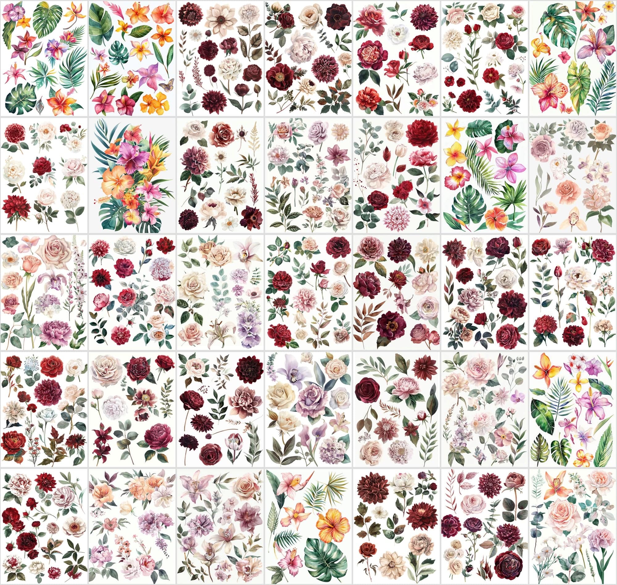 Vibrant Flower Collage Images Bundle - 420 JPG Files, High-Resolution Floral Digital Art with Commercial License Digital Download Sumobundle