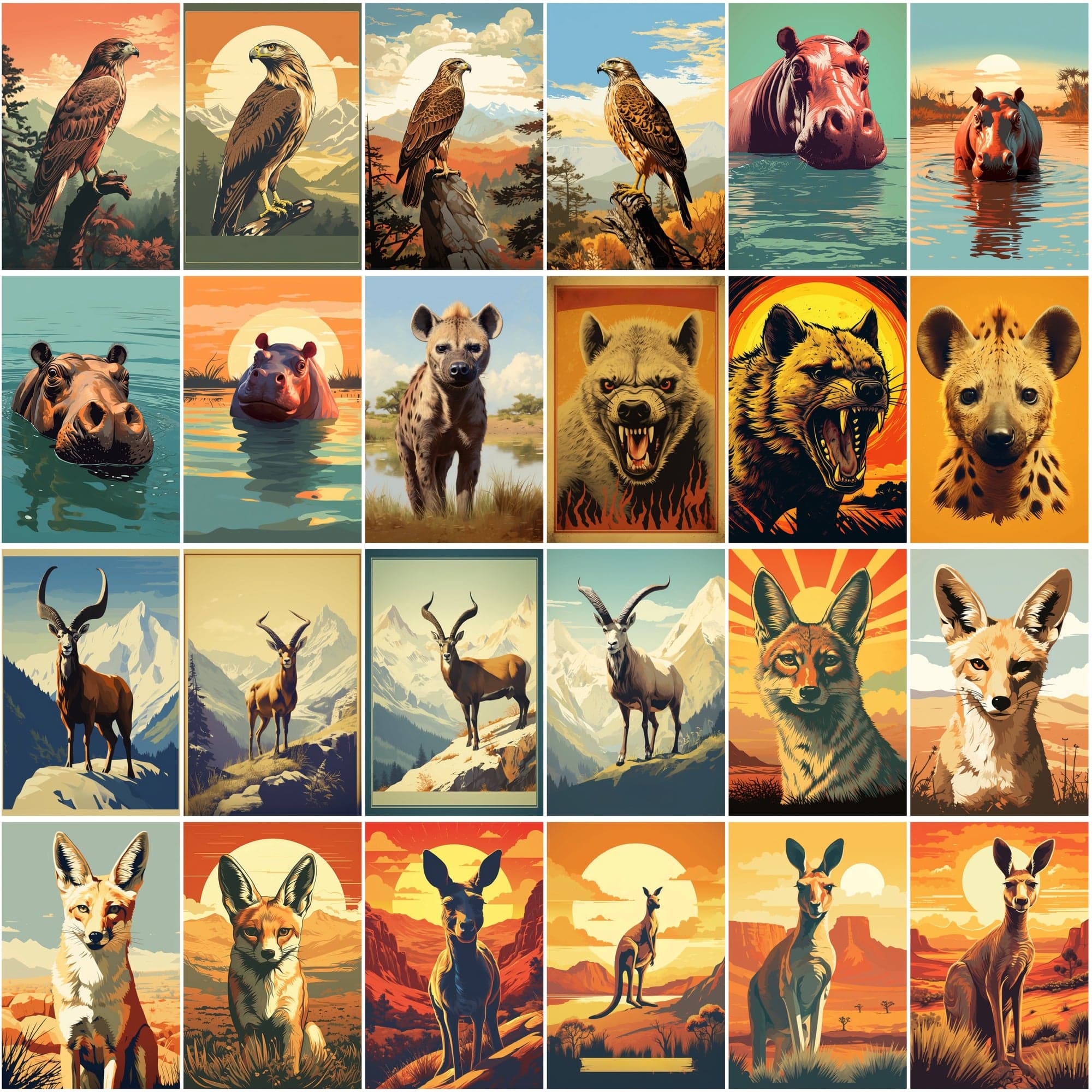 Vintage Wildlife Wonders: 199 Retro Animal Posters with Commercial License Digital Download Sumobundle