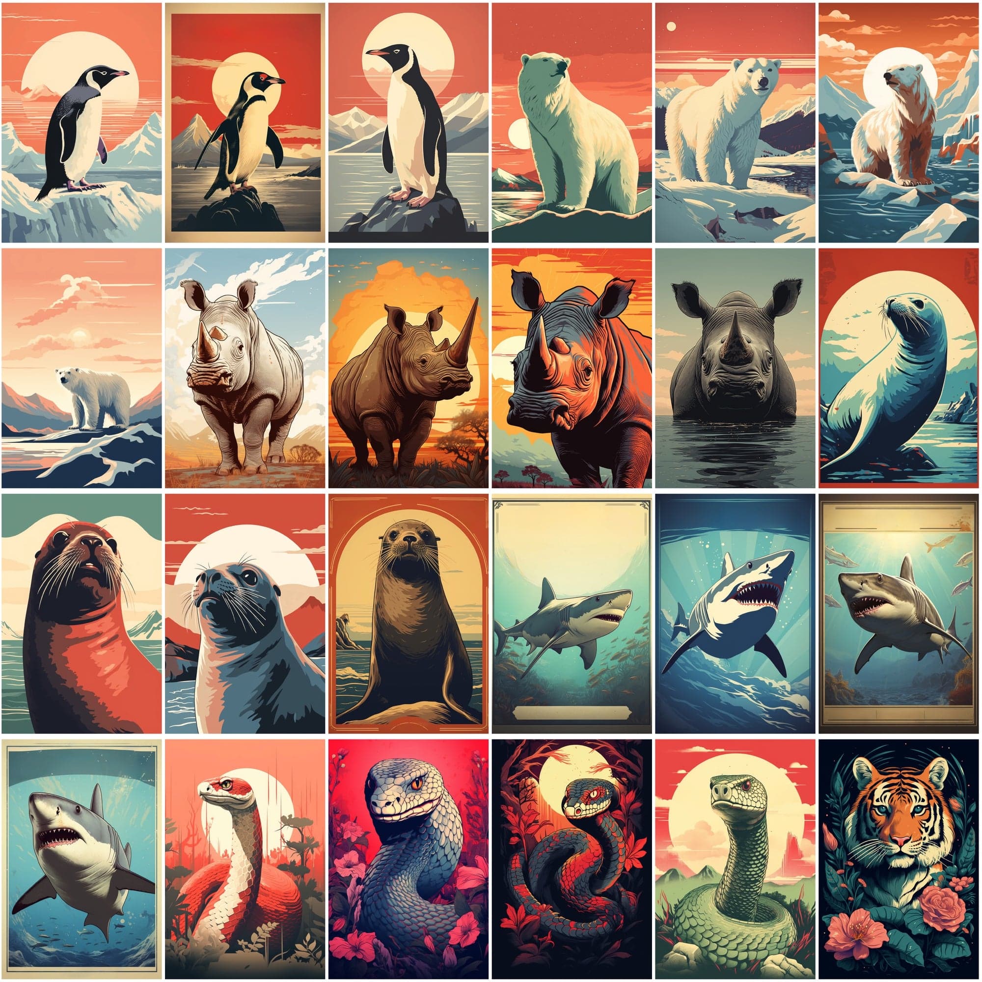 Vintage Wildlife Wonders: 199 Retro Animal Posters with Commercial License Digital Download Sumobundle